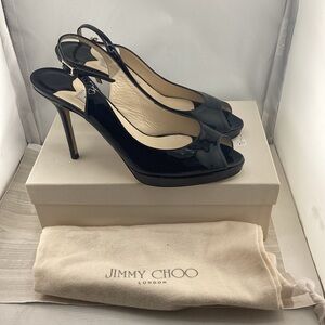 Jimmy Choo Glossy Black Slingback Heels